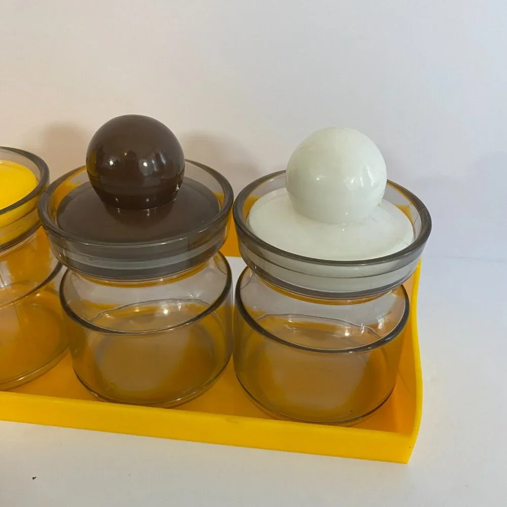 Vintage Plastic Storage Jar Set Spice Jars Canisters